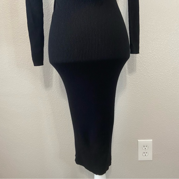 Gianni Bini Ribbed Long Sleeve Midi Sweater Dress Black - Picture 6 of 9